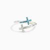 S925 Sterling Silver Two-Tone Stone Women's Fashion Cross Ring for Index Finger, European and American Style.