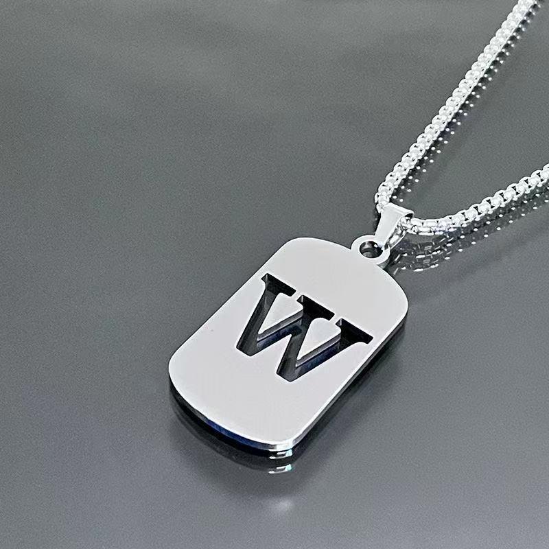 Simple Titanium Steel 26-Letter Necklace for Men and Women - Trendy Minimalist Design