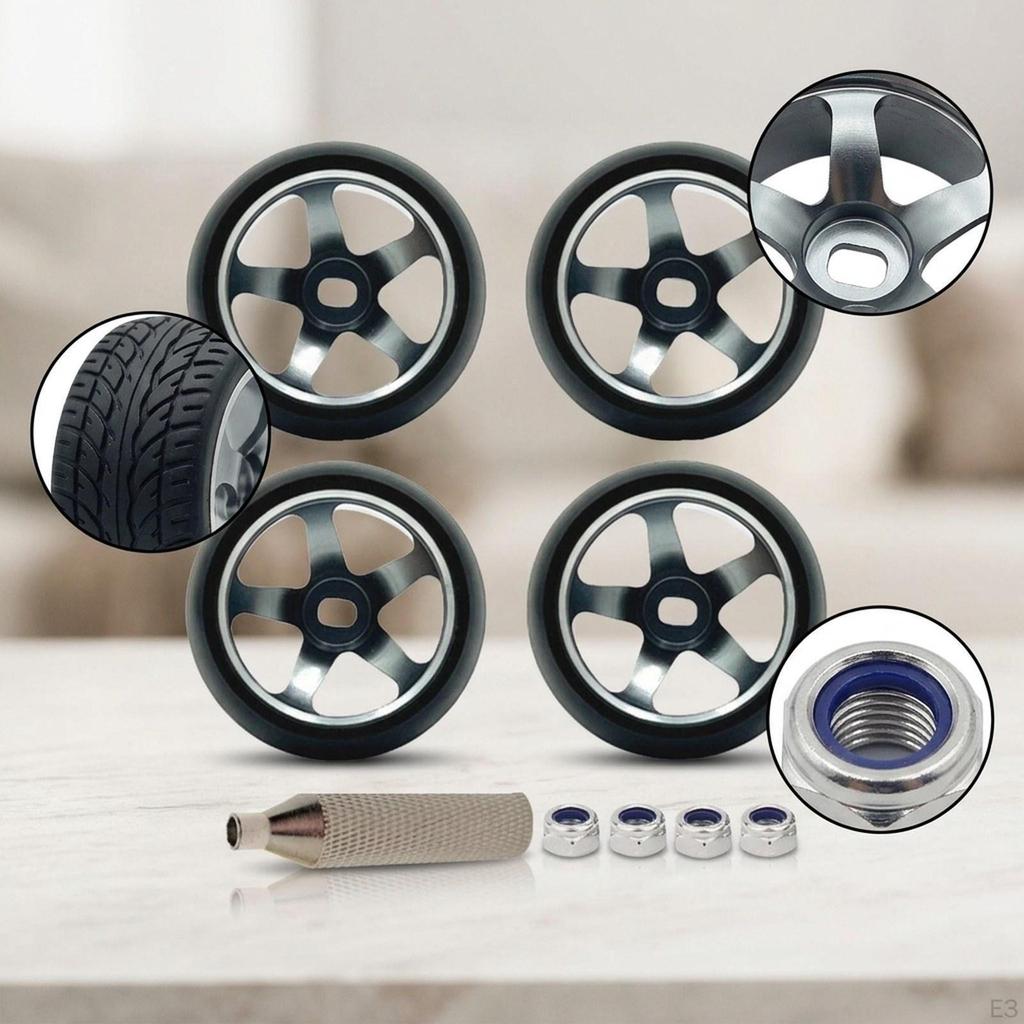 4 Aluminum Alloy Rims, 25mm High-performance Replacement Tires, Tires for K969 And K979 in 1:28