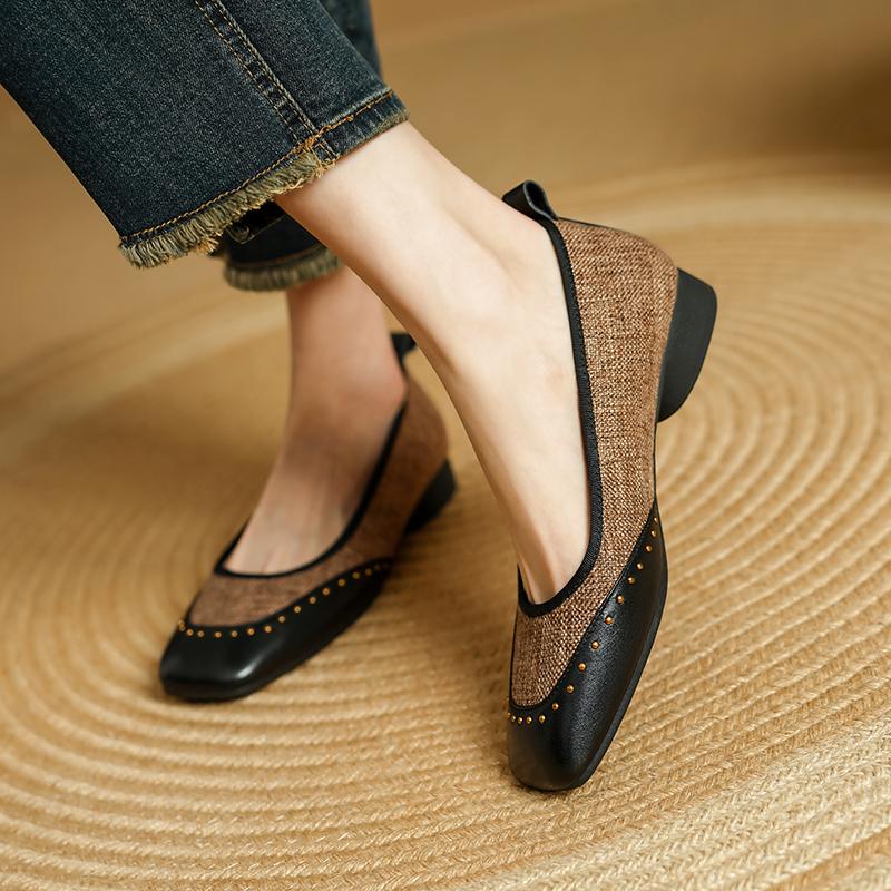 Fashion Women Pumps Low Heel Loafers Genuine Leather Casual Shoes 2025 Spring Ins Slip On Daily Office Lady Fashion Dress Flats Shoes