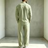 Men's Linen Two Piece Set Long Sleeve Shirt and Pants Casual Loose Fit Outfit