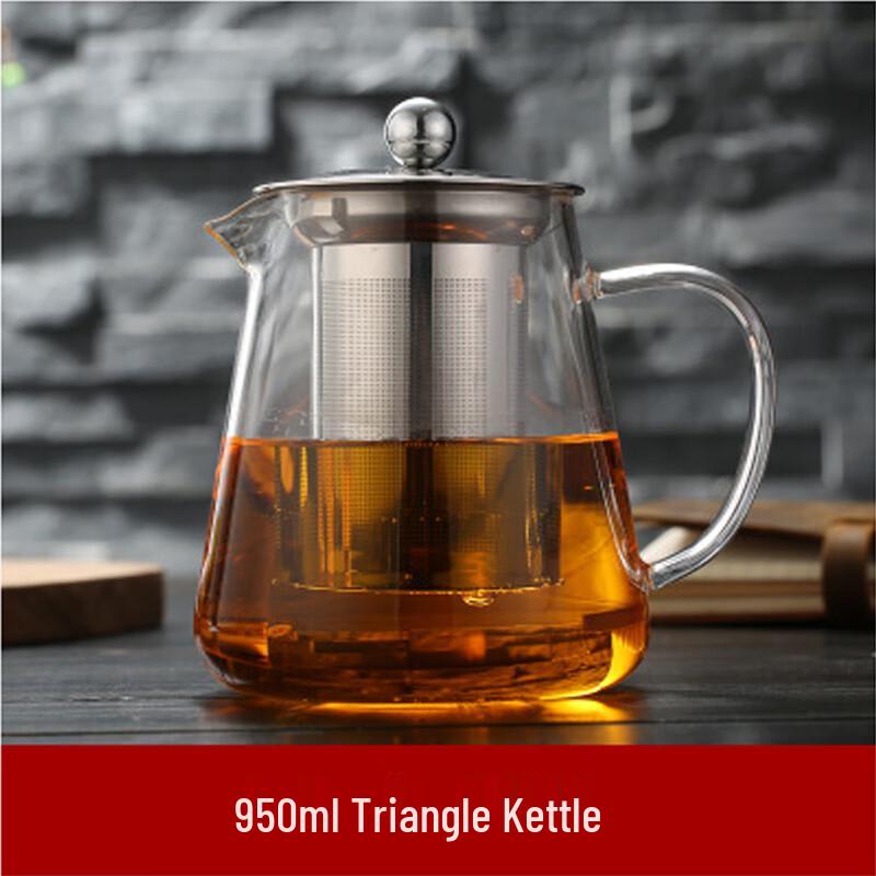 ZISIZ 950ml Thickened Glass Flower Tea Kettle
