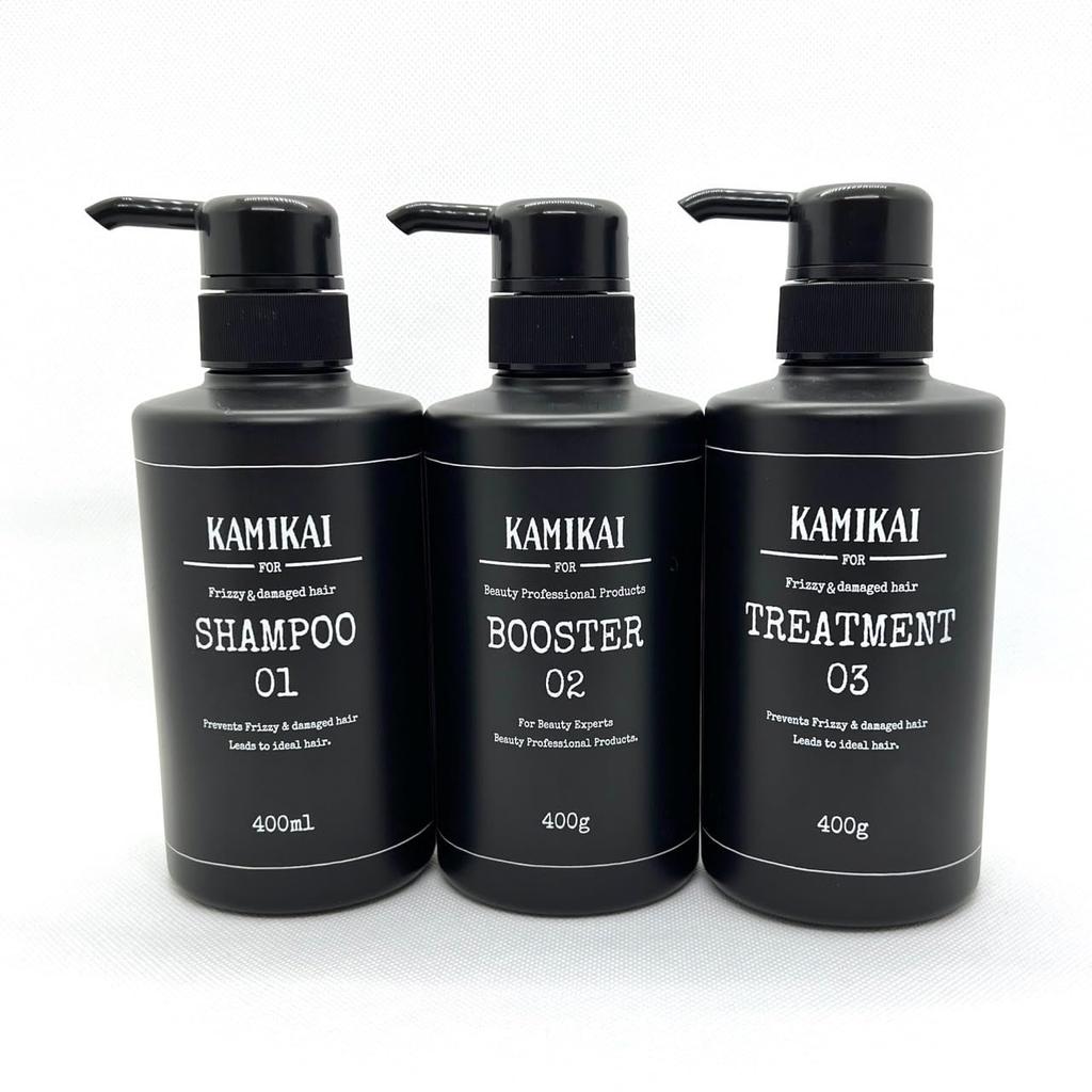 KAMIKAI Salon Exclusive Salon Treatment At Shampoo 01 Booster 02 Treatment 03 Specialized for Curly and Damaged Hair Contains Over 10 Types of Repair