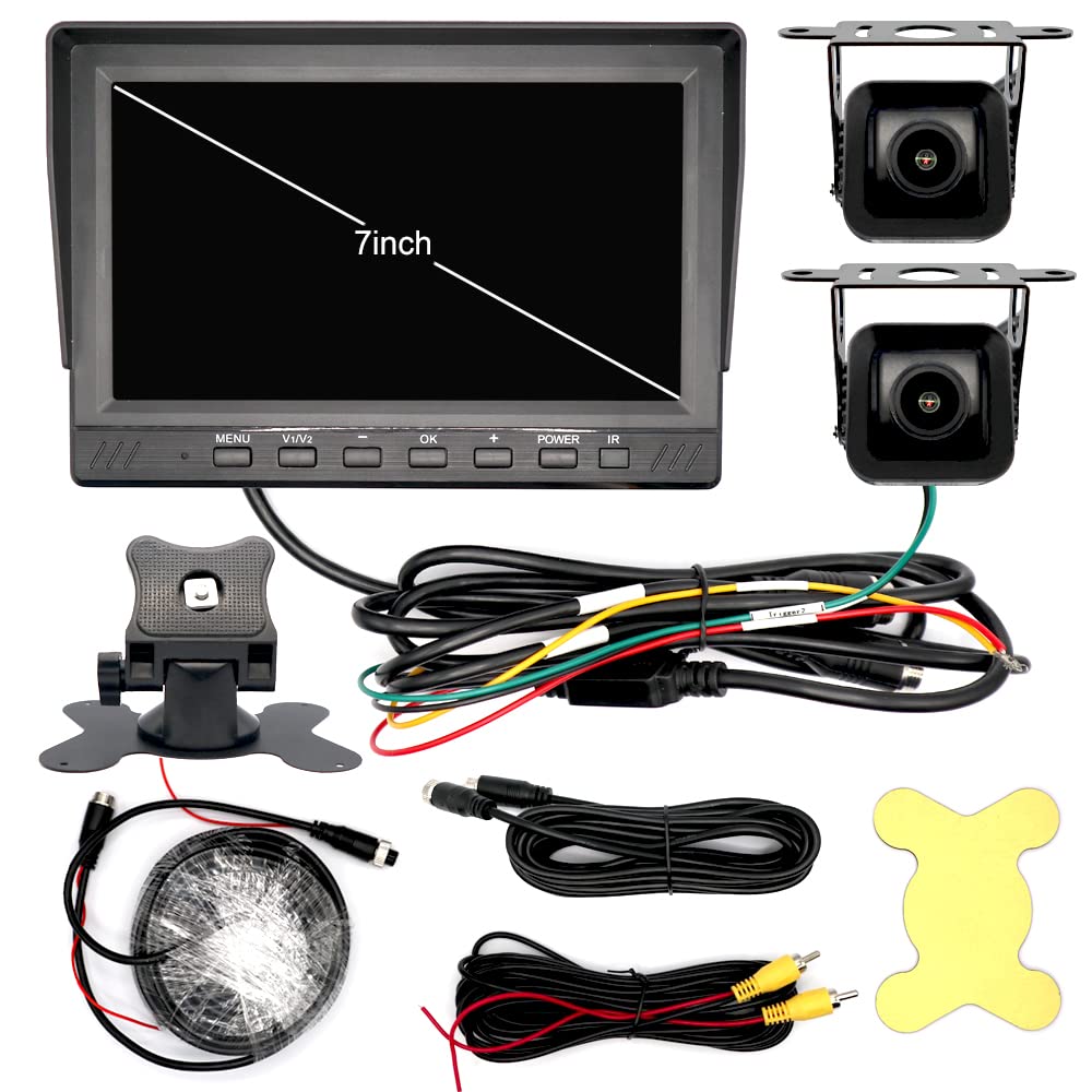 OBEST Monitor Camera Set with Recording Backup Camera LCD Monitor for 1080P Blind Spot Screen BSD Compatible with Heavy 20M 7-inch Function, Set,