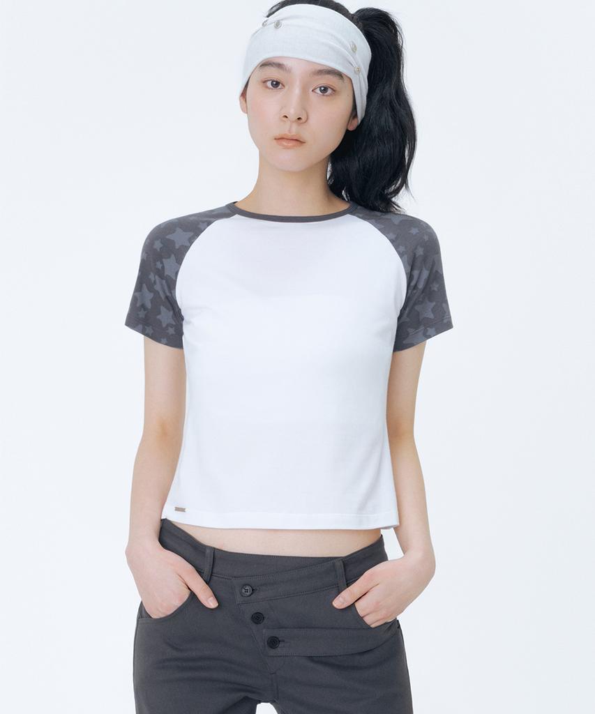 MISEKI SEOUL Midnight Stars Raglan Short Sleeve White