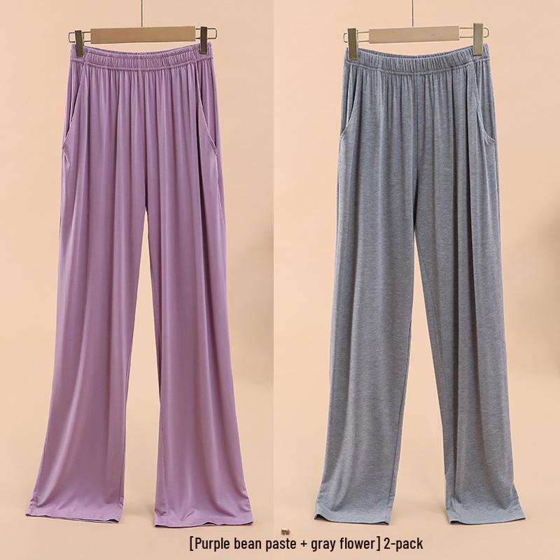 Damen Modal Locker Fallende Pyjamahose - Große Größe, Dünne Eisseide, Lässige Frühling/Sommer Hose