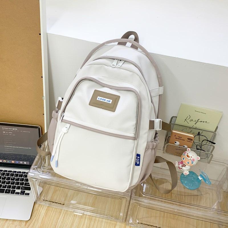 Schoolbag High-value dirt-resistant schoolbag Korean high-end women's backpack Large capacity simple solid color backpack Junior high school girl