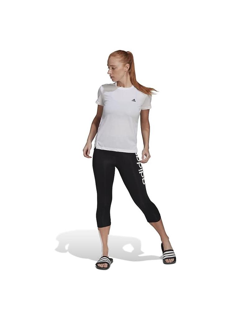 Adidas Aero Lady Designed to Move 3 Stripes Manches Courtes 28838 Taille Japonaise M T-Shirt Femme Blanc/Noir (GL3812)