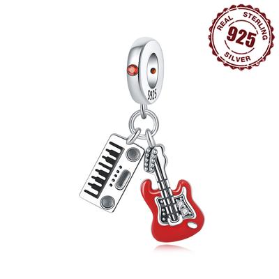 Cuivre Orgue Électronique Rouge Pendentifs Guitare Breloques de Bracelet Conviennent Bijoux Femme Fête Perles Bricolage Cadeau Fin Accessoire