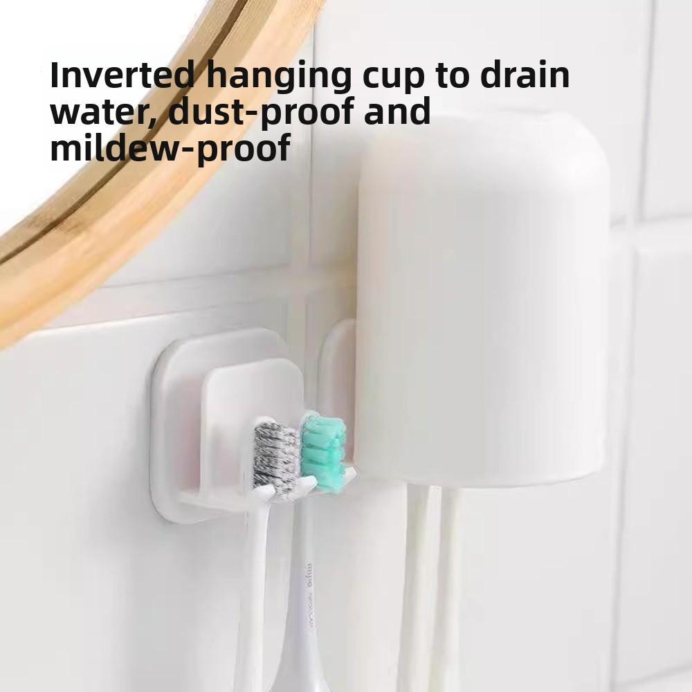 2PCS Punch-Free Toothbrush Storage Rack Square Wall Mounted Storage Rack Bathroom