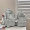 Solid Color Letter Decoration Student Backpack With Plush Pendant For School Use