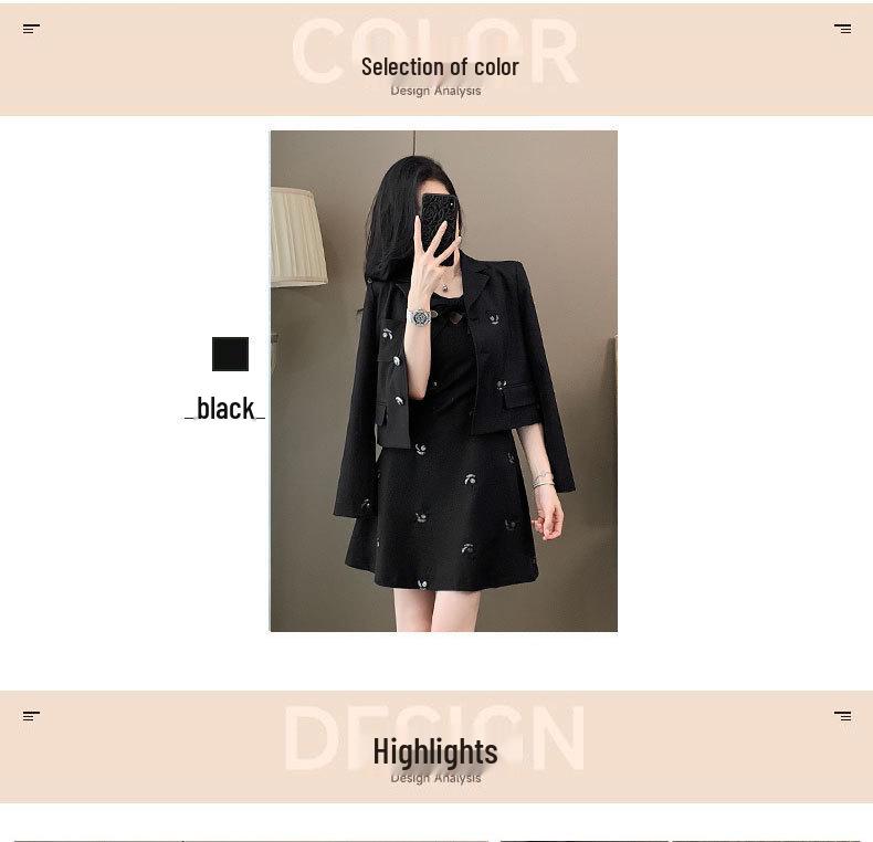 Ținută Elegantă de Toamnă Brodată: Set Rochie cu Vestă și Jachetă Modelatoare