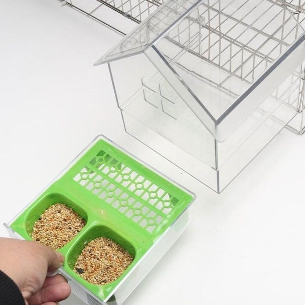 Transparenter Hängender Papageienfutterspender Verhindert Streuung Vogelbad Wellensittich Badewanne Leicht zu Reinigen