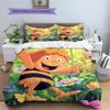 Cute Cartoon Bee and Garden Floral Print 3-Piece Duvet Cover Set – Soft Kids' Bedding for Bedroom Decor