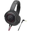 Audio-Technica SOLID BASS Portable Headphones with Deep Bass, Black/Red ATH-WS550 BRD