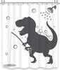 Dinosaur Funny Dino Kids Shower Curtains Bathroom Set Boys Animal Shadow Girls Cartoon Silhouette Black White Art Bathroom Decor
