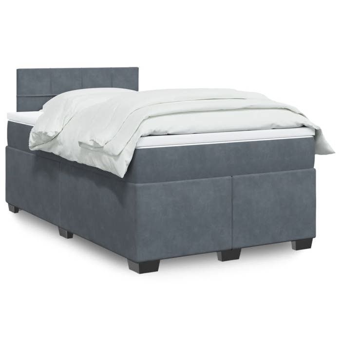 Maison Exclusive - Sommier à lattes de lit et matelas gris foncé 120x190cm velours