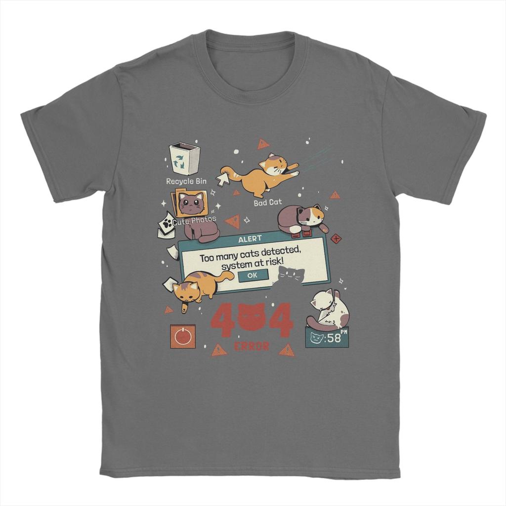 Men Too Many Cats Alert Playing Computer T Shirts  100% Cotton Clothing Casual Short Sleeve Crew Neck Tee Shirt Party T-Shirt