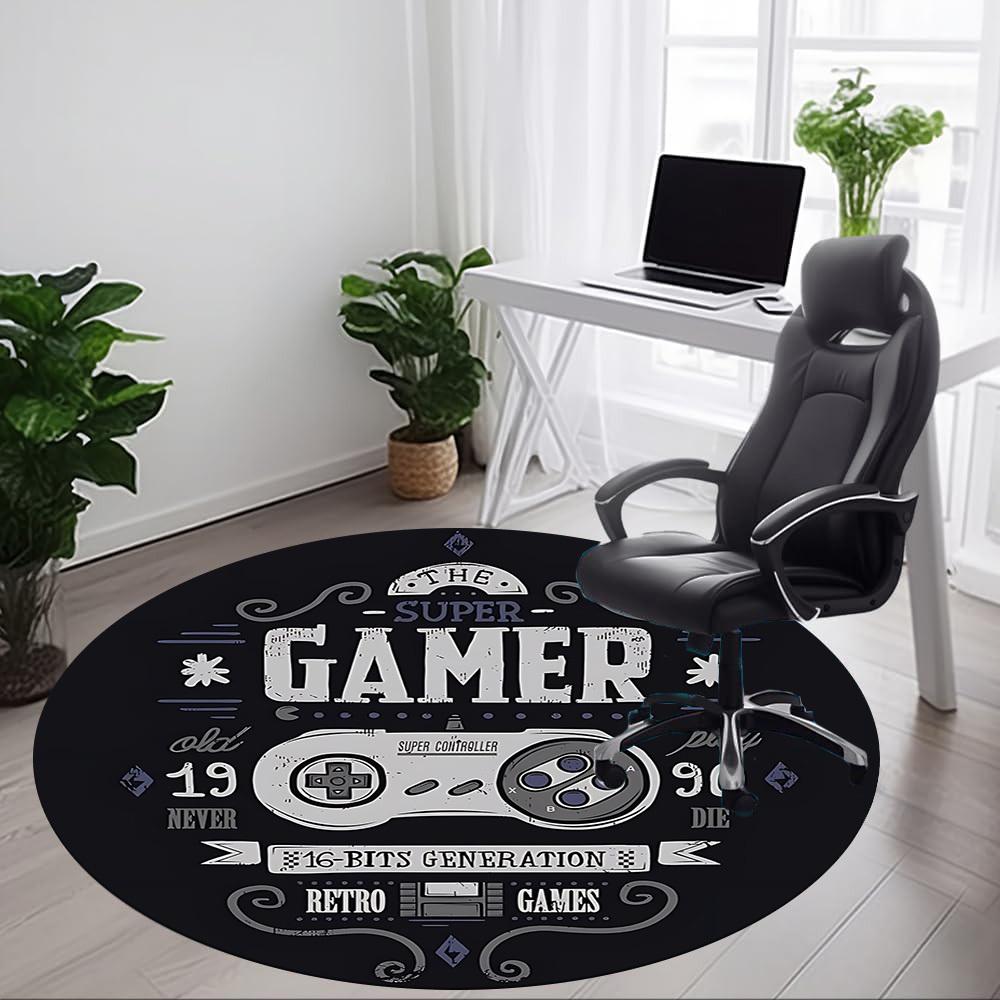 1 Stück Super Gamer Büro Runder Teppich, Unter Bürostühlen Schlafzimmer Wohnzimmer Heimdekoration, Raumdeko