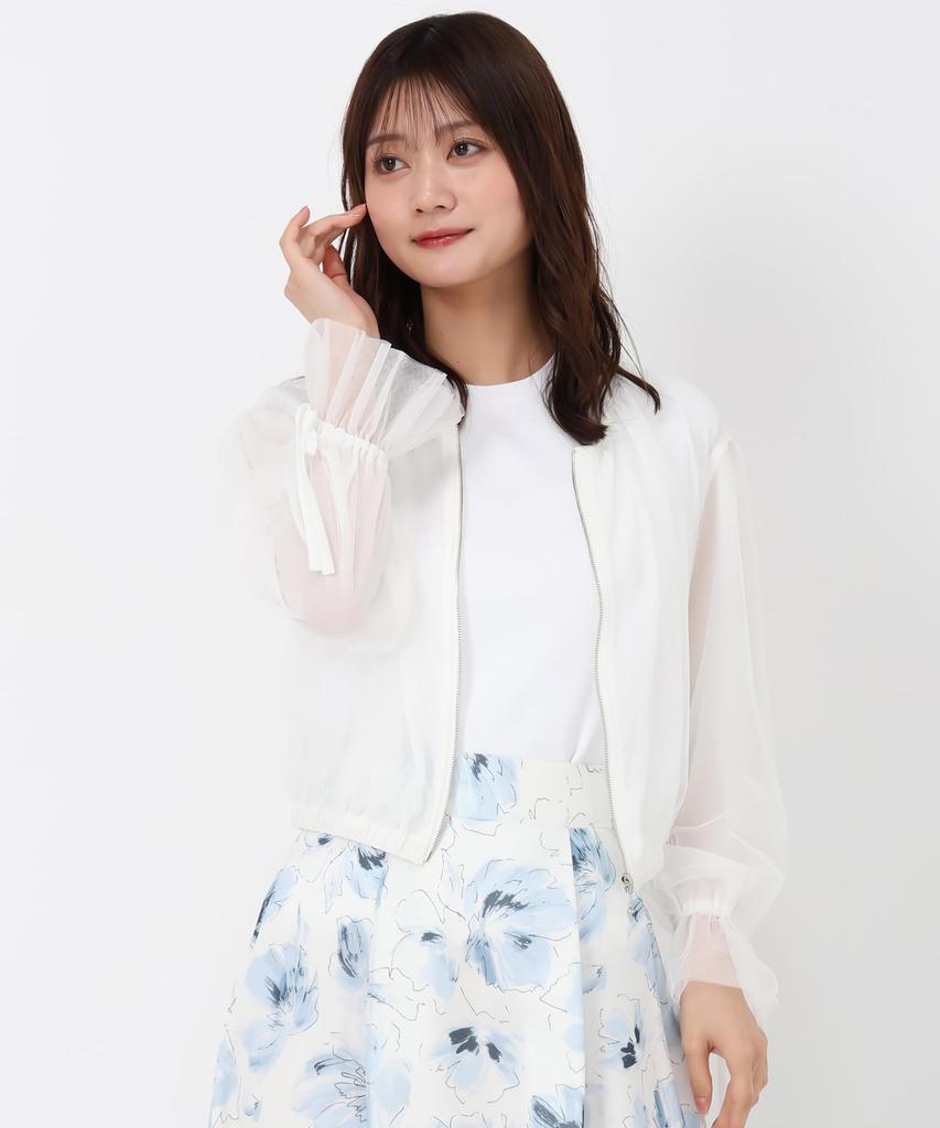 [Misch Masch] Tulle Sleeve Ribbon Blouson  MM518507