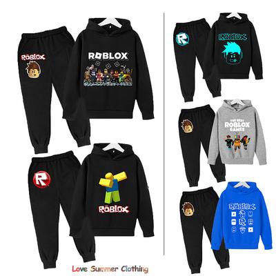 Boys Hoodie Tracksuit HD Print Autumn Kids Girls Hoodie Set Age 4-14 Various Patterns Thin Fleece Hoodie Set Sandbox Game Sweatsuit Polyester