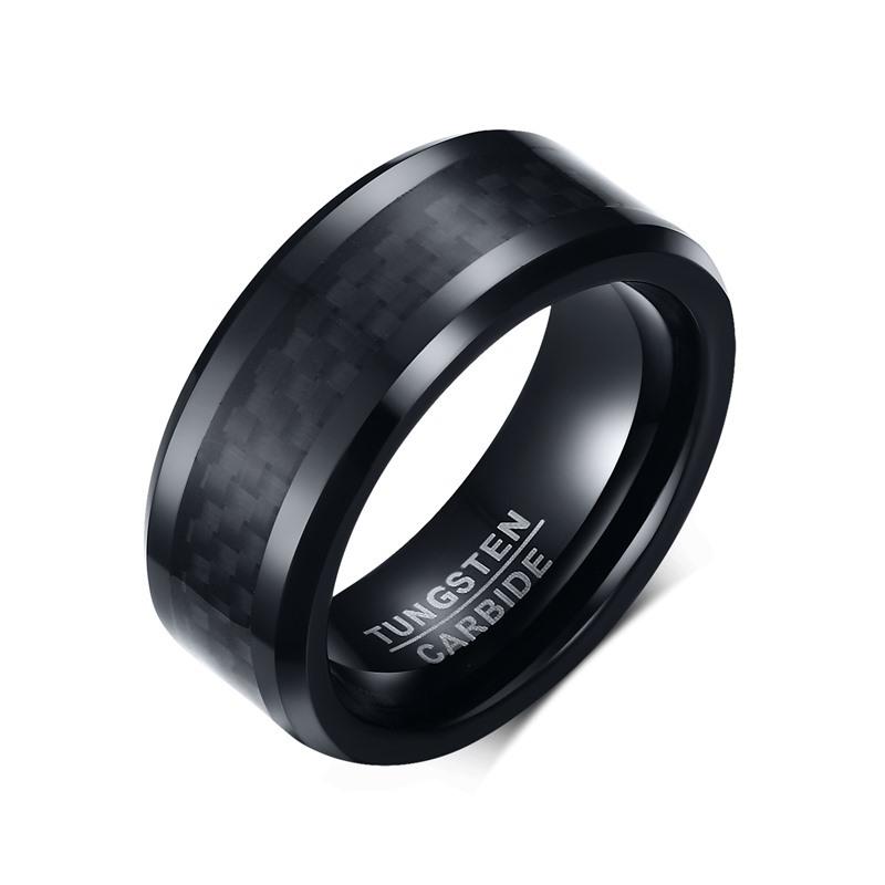 Unisex Exquisite Tungsten Steel Men 's Rings Black Tungsten Ring Fashion Jewelry