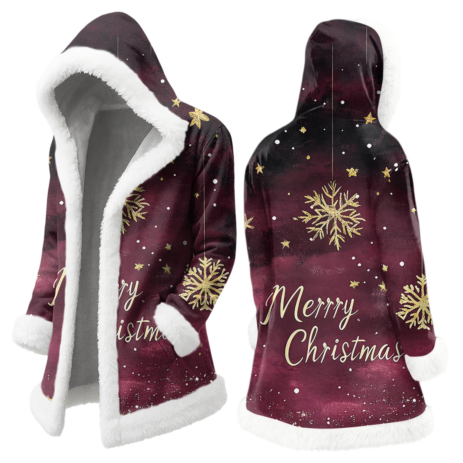 

Мужская повседневная куртка с рождественским принтом XL винный