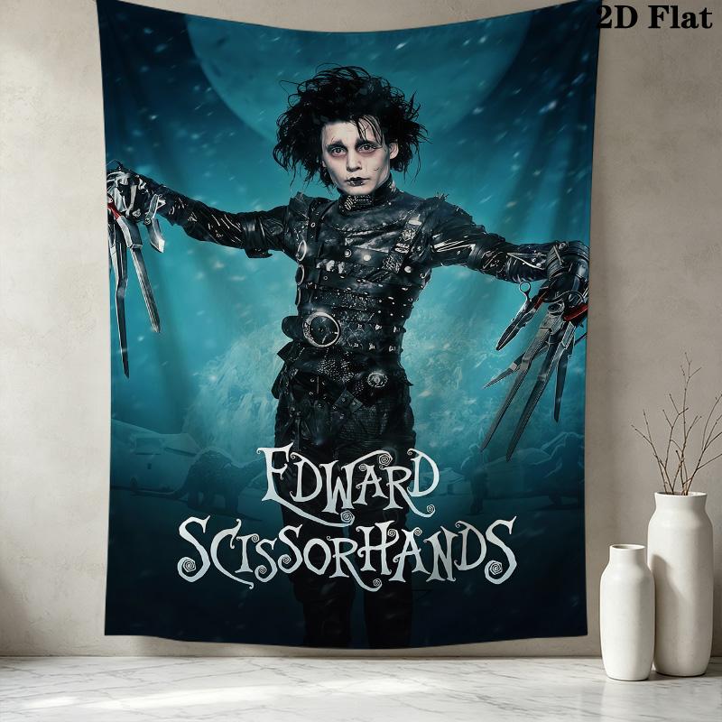 Edward Scissorhands Wall Tapestry Aesthetic Wall Hanging Printed Fabric Blanket Decorative Tapestries For Bedroom Living Room Home Decor