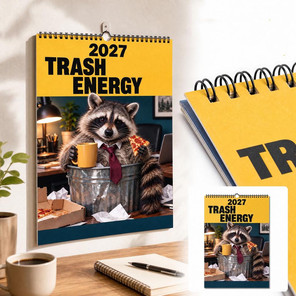 2027 Fun Raccoon Wall Calendar, Animal Hanging Calendar for Home and Room Decor