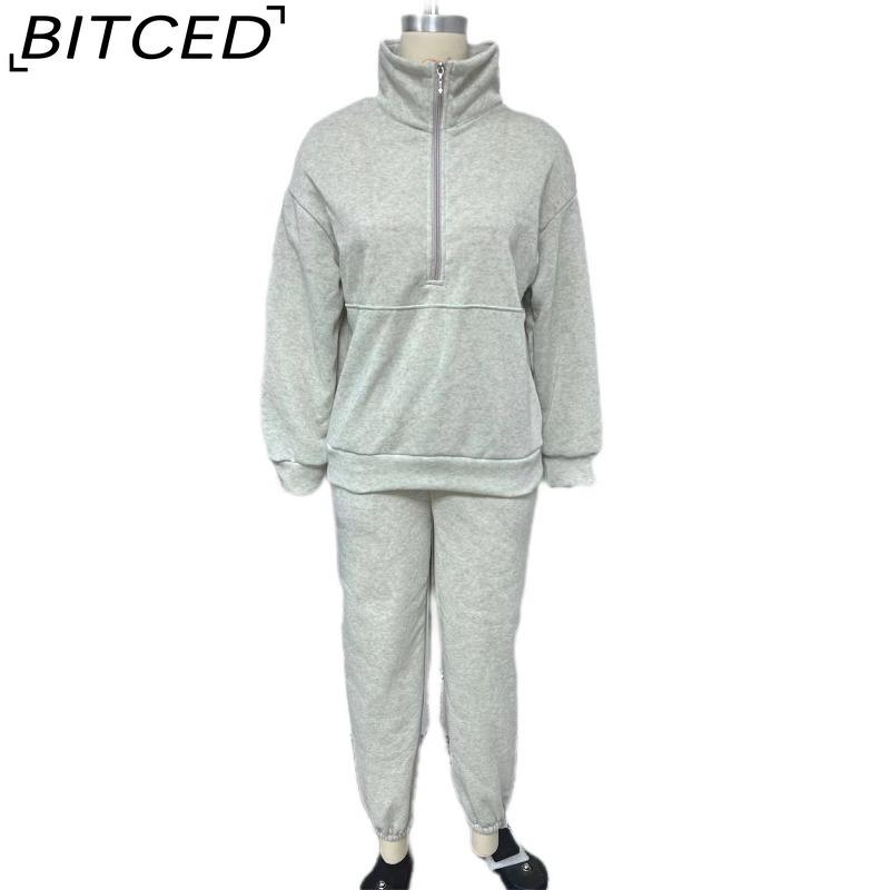 BITCED Women's Versatile Casual Fashion Thickened Long-Sleeved Hoodie and Trousers Two-Piece Set