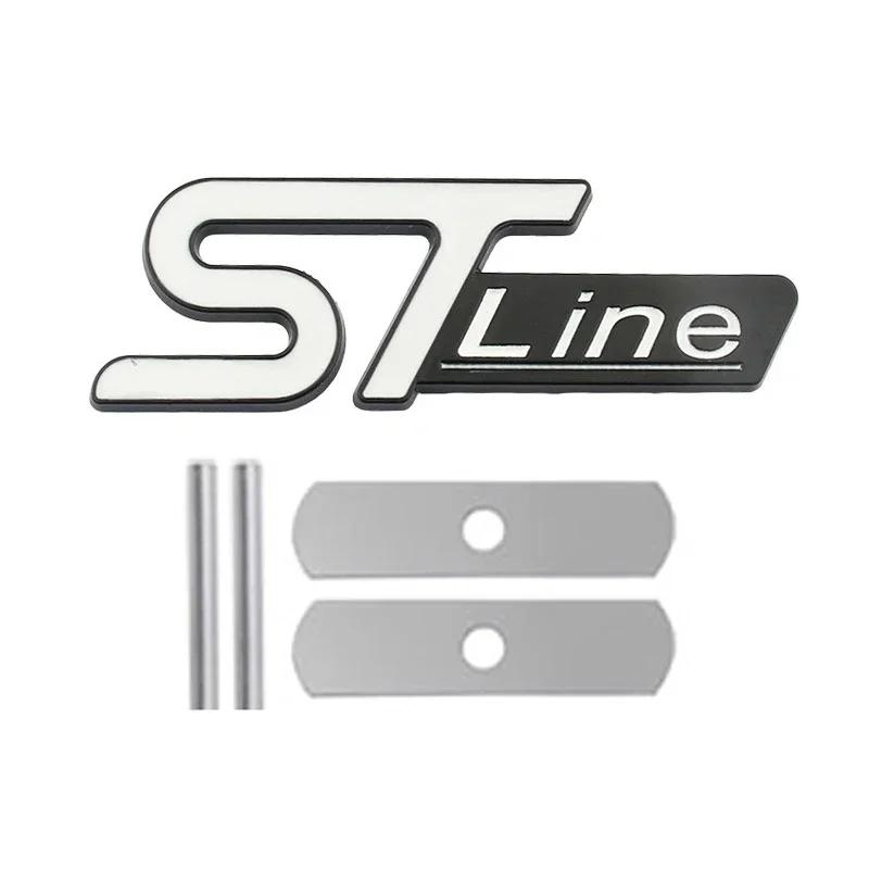 For  ST LINE Logo Front Grill Emblem Badge Car Rear Trunk Sticker Decals Focus Kuga Fiesta Mondeo ESCAPE Ecoboost