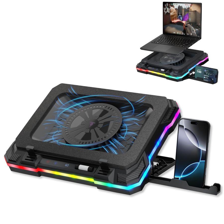 Podkładka chłodząca do laptopa gamingowego z hubem USB Zwiększa wydajność, Pozostaje komfortowy Stojak chłodzący do laptopa RGB z regulowaną wysokością amp Fa