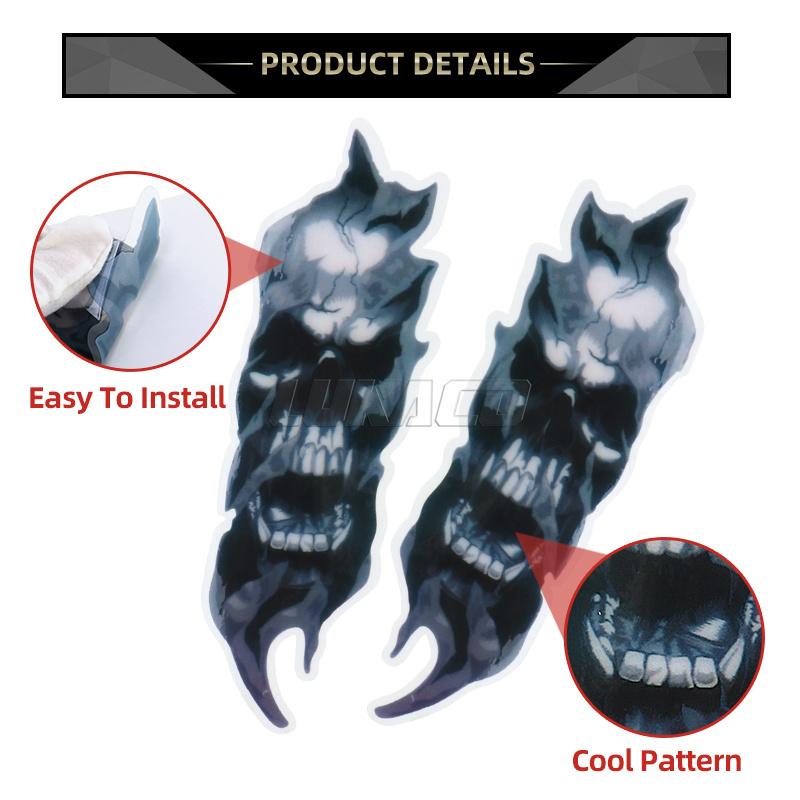 1 Par de Adesivo Decalque Caveira para Garfo Dianteiro de Motocicleta Universal Gráfico Zumbi À Prova d'Água Para Harley Honda Yamaha Kawasaki Suzuki