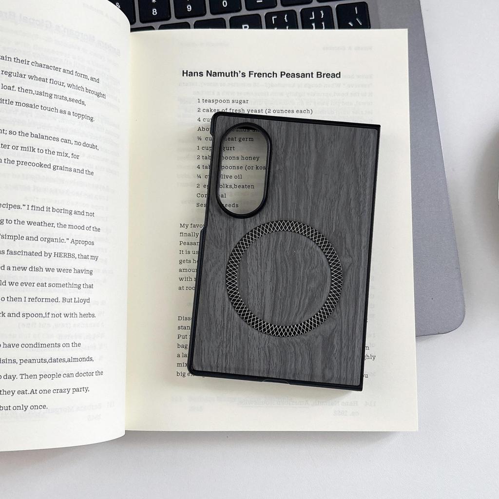 Wood Grain Magnetic Case for Samsung Fold8/Fold8 Ultra, Z Fold5, and Fold4