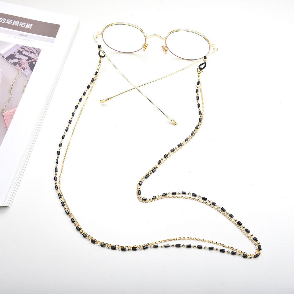 Double-layer acrylic black diamond copper bead chain glasses chain, fashion glasses mask accessories women