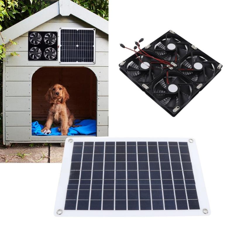 14inch Solar Exhaust Fan Solar Power Controller Solar Panel Powered Fan Ventilation Fan for Dog Kennel Chicken House