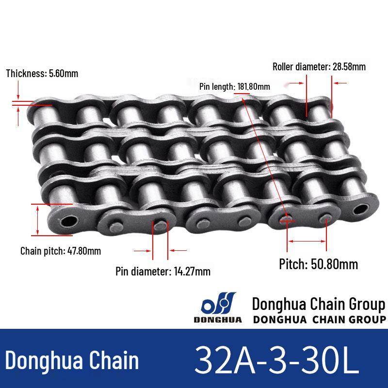 Donghua Industrial Transmission Chain: Single/Double Roller, Manganese Steel, Large Pitch Precision Roller Chain.