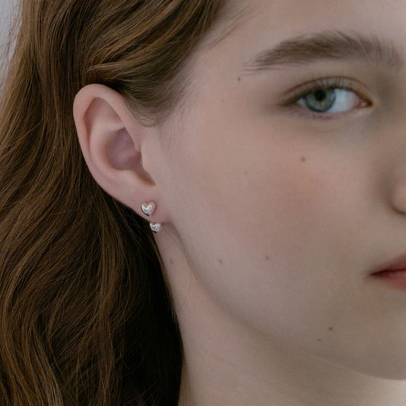 Tatiana (925 Silver) Two Heart Ear Jacket Earrings EC1991