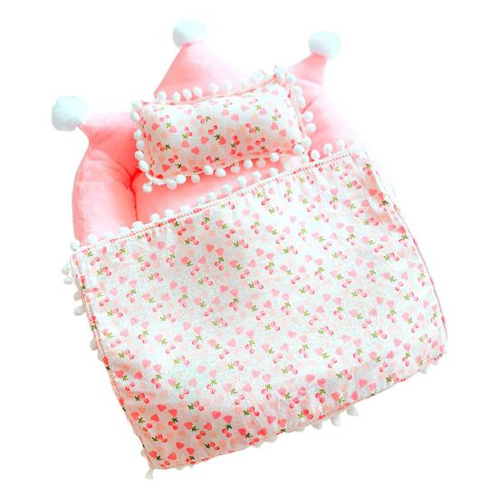 

Кукольная кроватка для плюшевых игрушек 17/20 см Миниатюрная пушистая кроватка с матрасом, подушкой и одеялом Милая мебель для кукольных домиков для мягких игрушек L розовый