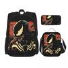 Venom Venomous Fury 3pecs/set Backpack for Teenage High School Shoulder Bag Lunch Bag Pencil Case