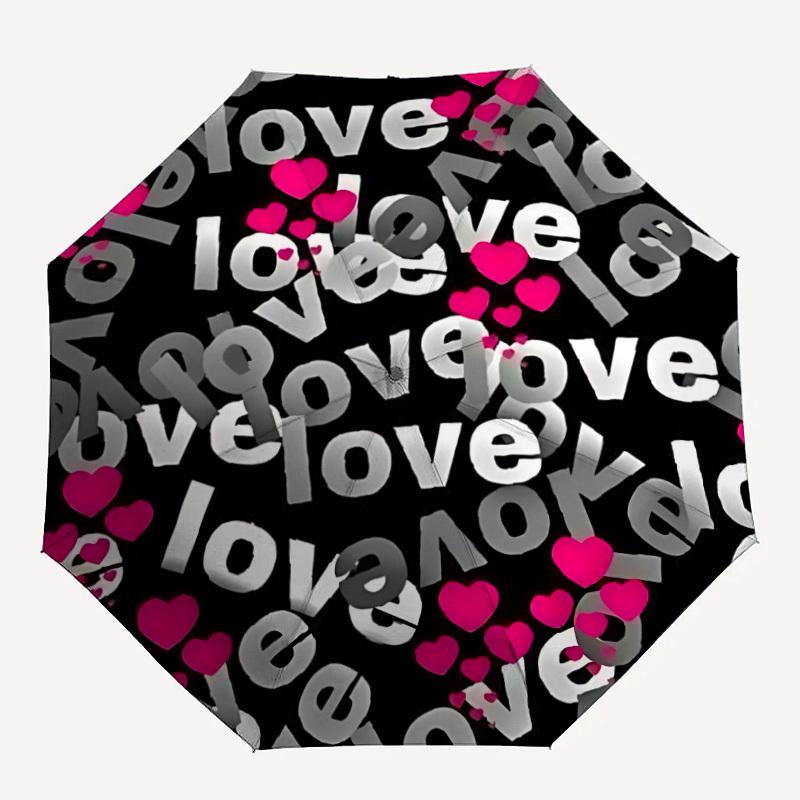 

1pc Love Hearts Automatic Umbrella - 8-Rib Durable Frame, Portable Fashion Accessory & Holiday Gift yy251117192