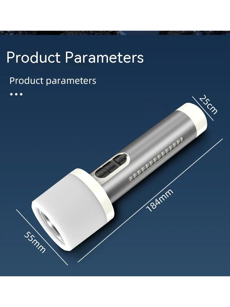 LED Double Light Flashlight Rechargeable Handheld Torch 5 Lighting Modes Outdoor Home Emergency Warning Camping Tool Lights