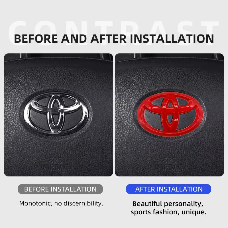 1 pièce ABS Badge Autocollant Emblème Volant Voiture Compatible pour Toyota Hilux Prius Avensis Auris Verso Corolla Camry Accessoires