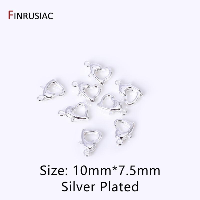 14k/18k Gold Plated Brass Heart Lobster Clasps For Jewelry Making, 10mm 12mm Clasps Connectors For DIY Jewelry Accessories 10 pieces