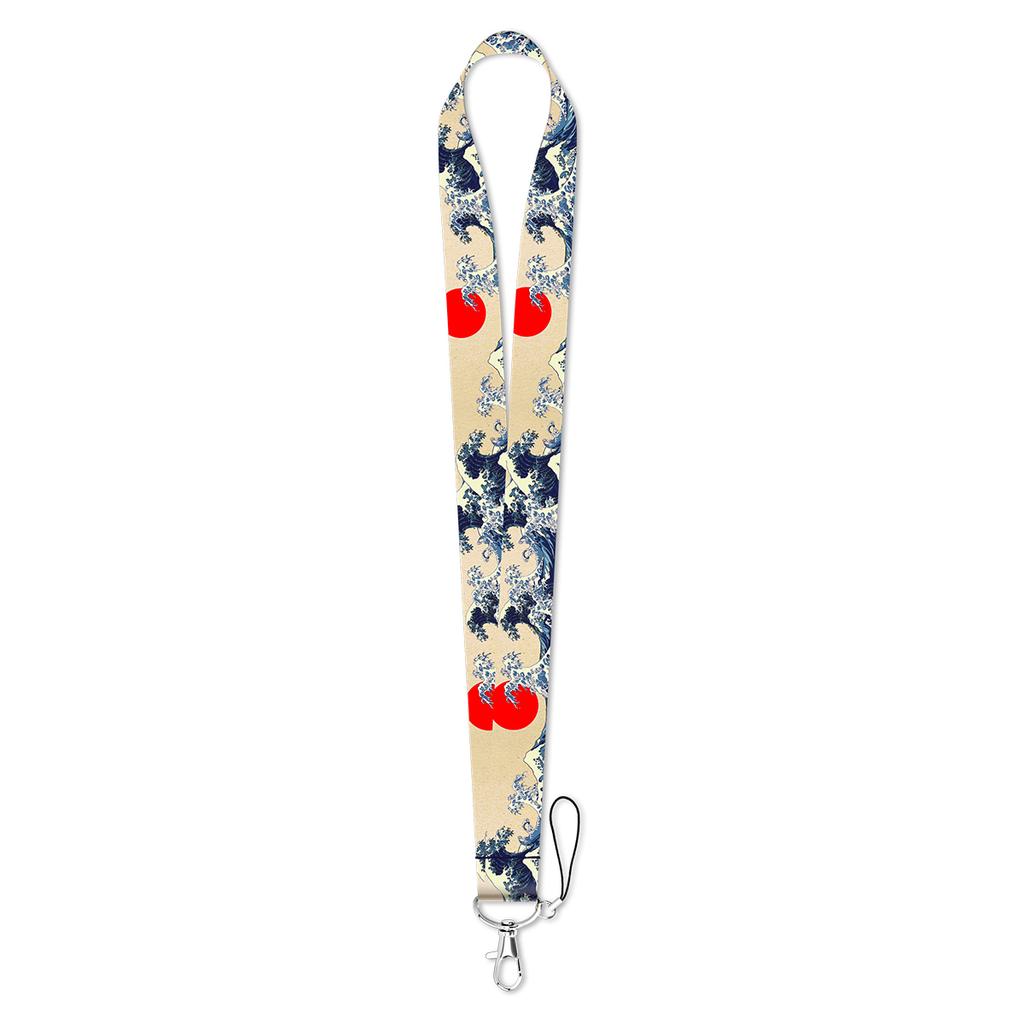 Schlüsselband mit japanischen Wellen-Anmeldeinformationen, Umhängeband für Karten, Ausweise, Fitnessstudio, Telefonbänder, Schlüsselanhänger, Zubehör, Geschenk