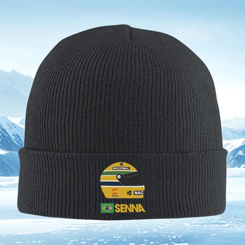 2026 Helmet design,Brazilian flag,Senna Racing Logo Men Women Unisex Knitted Hat Beanie Pullover Cap Winter Thermal Warm Christm