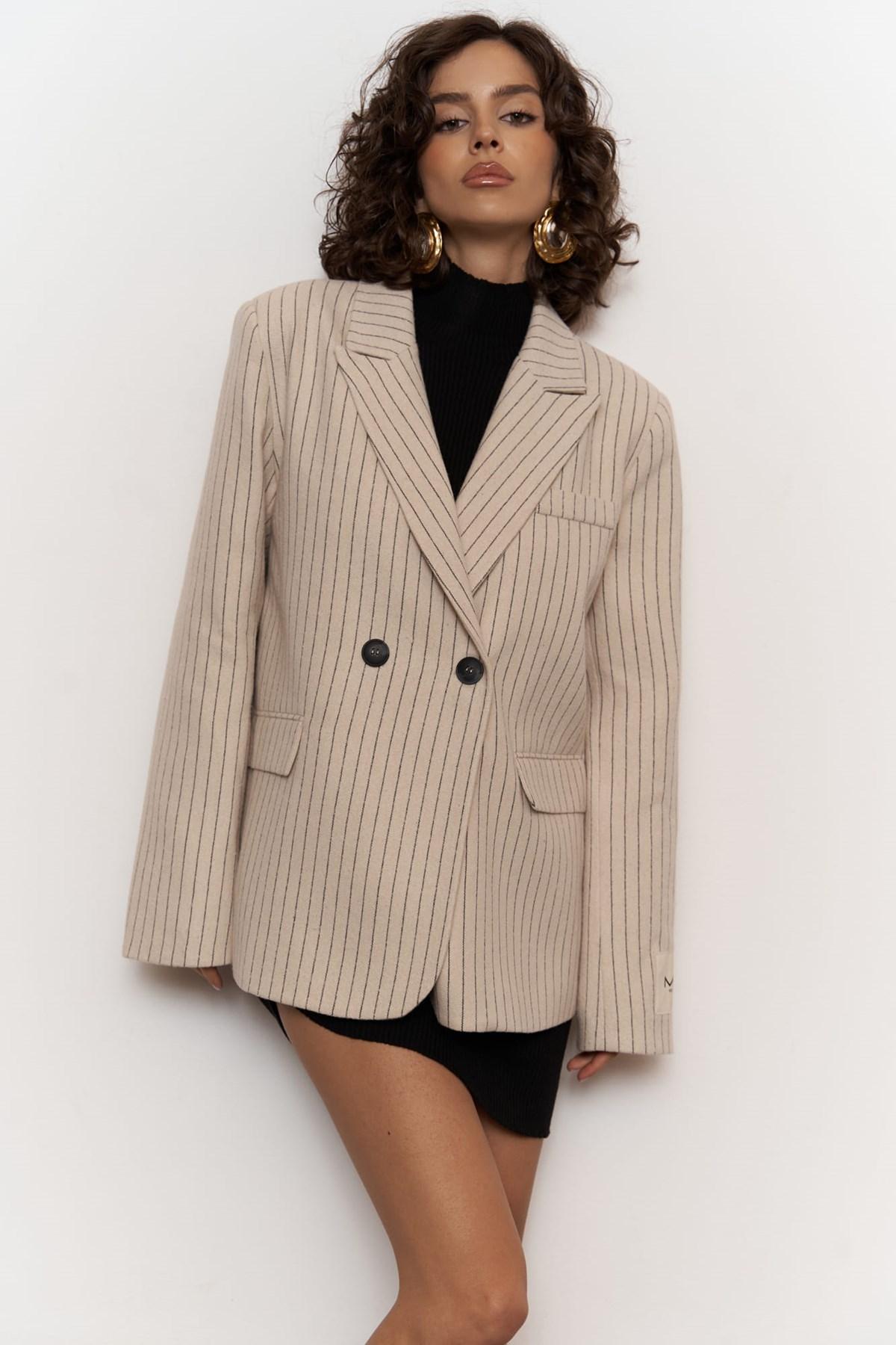 

Бежевый пиджак в полоску Rosalind M/L бежевый