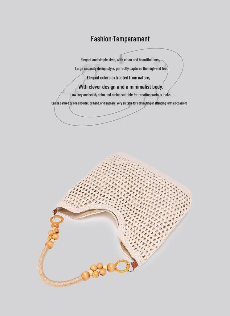 Summer 2026 Women's Artistic Woven Beach Tote – New Chinese Style Single Shoulder Bag