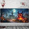 1 Ghost Halloween Garage Polyester Banner Castle and Pumpkin Monster Perfect for Halloween Garage Decoration