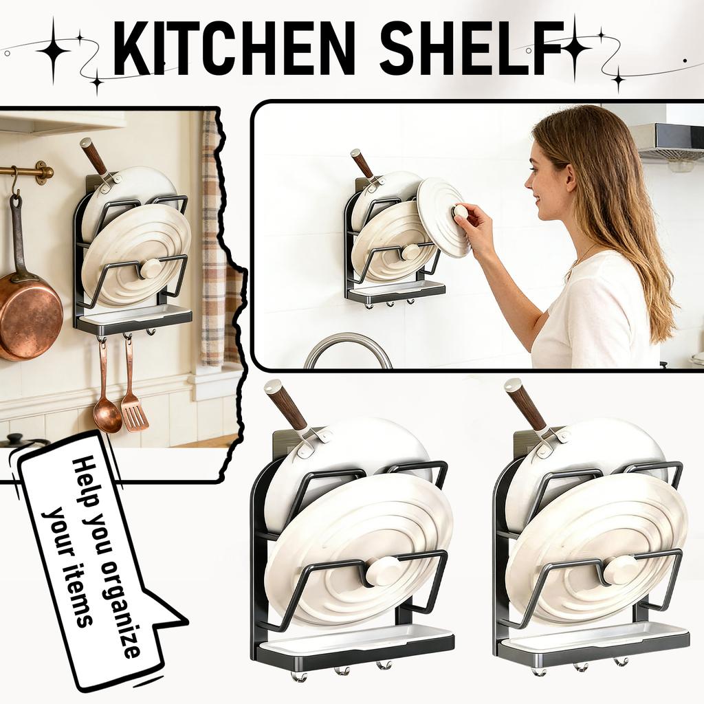 Kitchen Pot Lid Organizer, Stainless Steel Pot Lid Rack, Multi-functional Pot Lid Organizer With Detachable Drip Tray, Space-saving